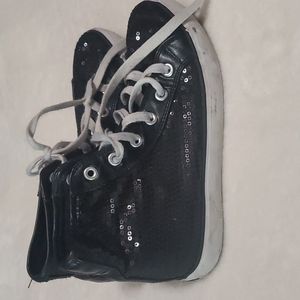 Black Sequin Hip Hop Dance Sneakers. Size 2